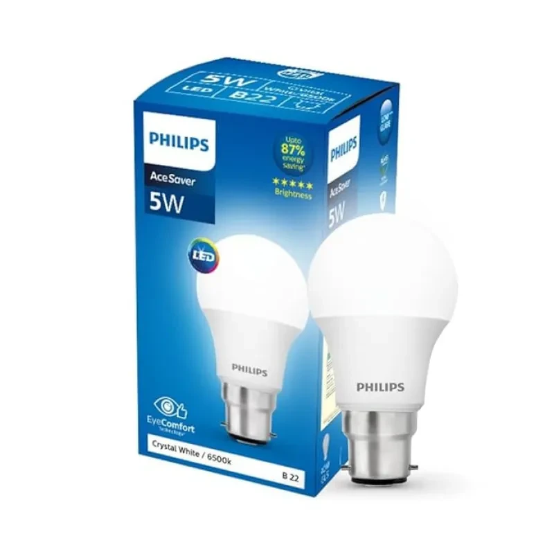 PHILIPS Ace Saver 5-watt B22 LED Bulb | Crystal White LED Bulb | Pack of 1