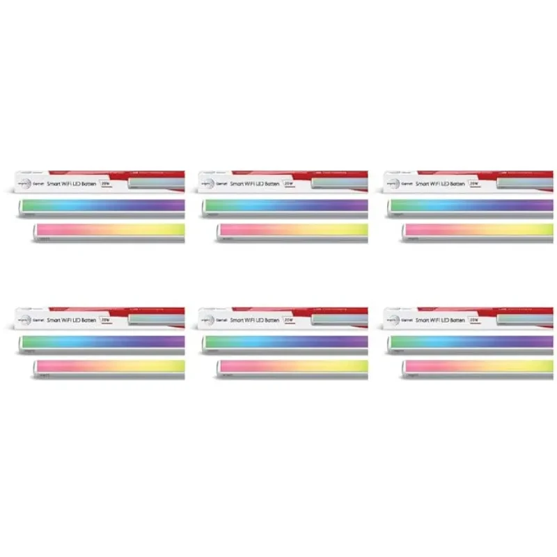 wipro Next Smart Wi-Fi 20W CCT+RGB LED Batten | 16 Million Colours | White Tunable | Dimmable |Scheduling |Scene Creation |Smart Grouping of Lights |Amazon Alexa & Google Asst. Compatible |Pack of 6