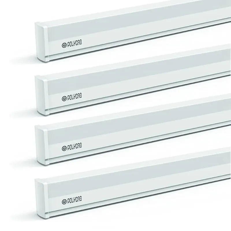 Polycab Intenso 20W LXS LED Batten in Square Shape, Energy-efficient Light with Cool White Color (220-240V, 1130mm, 6500K, 4 Pcs)
