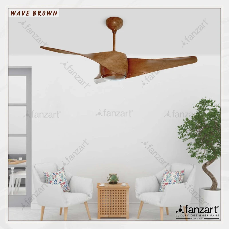 Fanzart Wave Brown – 52″ Contemporary fan with 3 x customisable ABS blades, BLDC motor and Remote Control