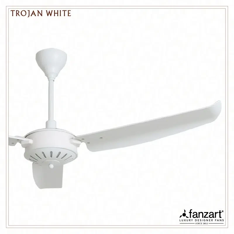 Fanzart Trojan White- 56” Classical fan with 3 x Matte White ABS blades, Summer