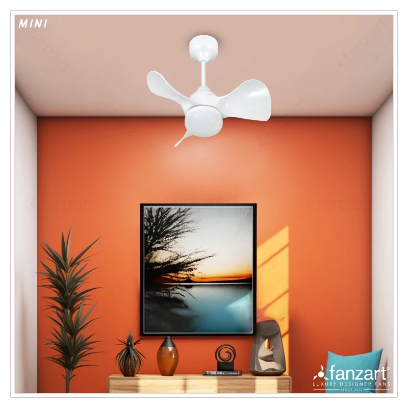 Fanzart Mini White- 23″ Modern fan with 3x Premium ABS Blades in Matte White finish, Whisper-Quiet BLDC Motor, Multi-colour LED, Summer-Winter Feature, Remote Control