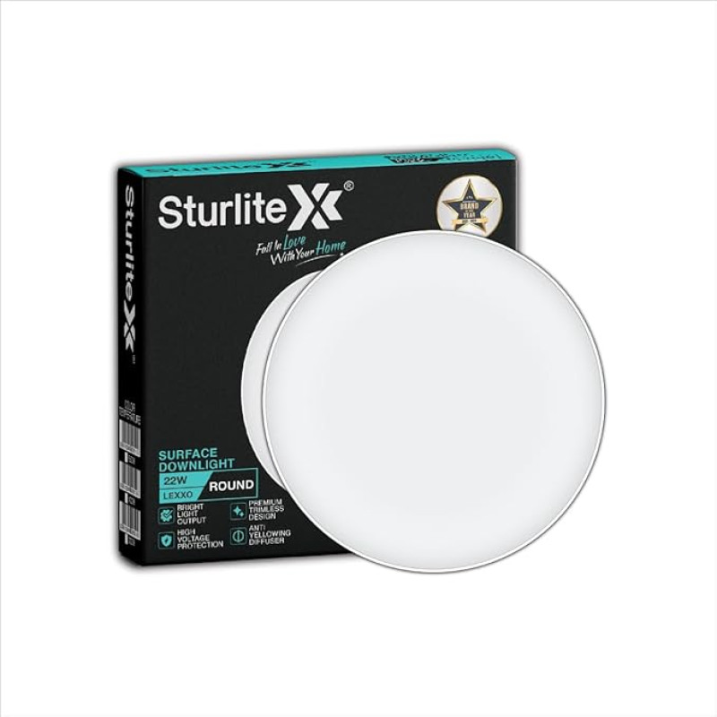 Sturlite Lexxo 22W Round LED Surface Light| 6500K Cool White Color Temperature| (Pack of 1)