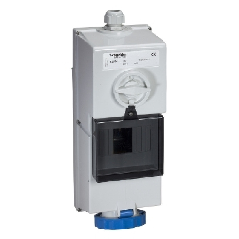 Schneider 32 A - 2P + E Isoblock interlocked socket IP65 - 200...250 V AC (82766) wall