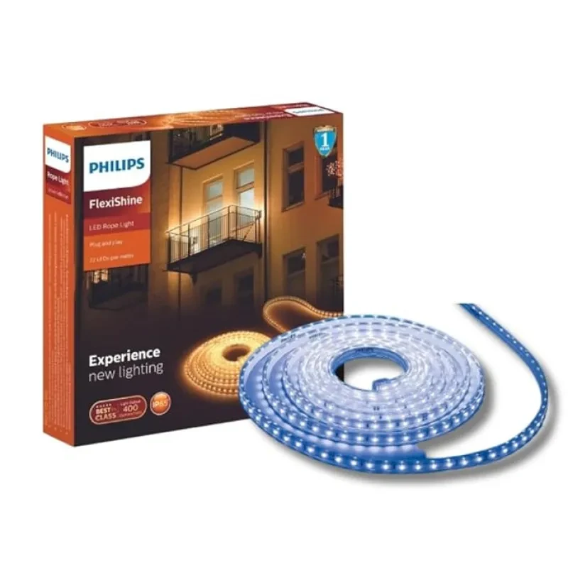 PHILIPS FlexiShine 5 Meter Plug n Play LED Rope Light (Blue) - Waterproof (IP65 Rated) and Flexible