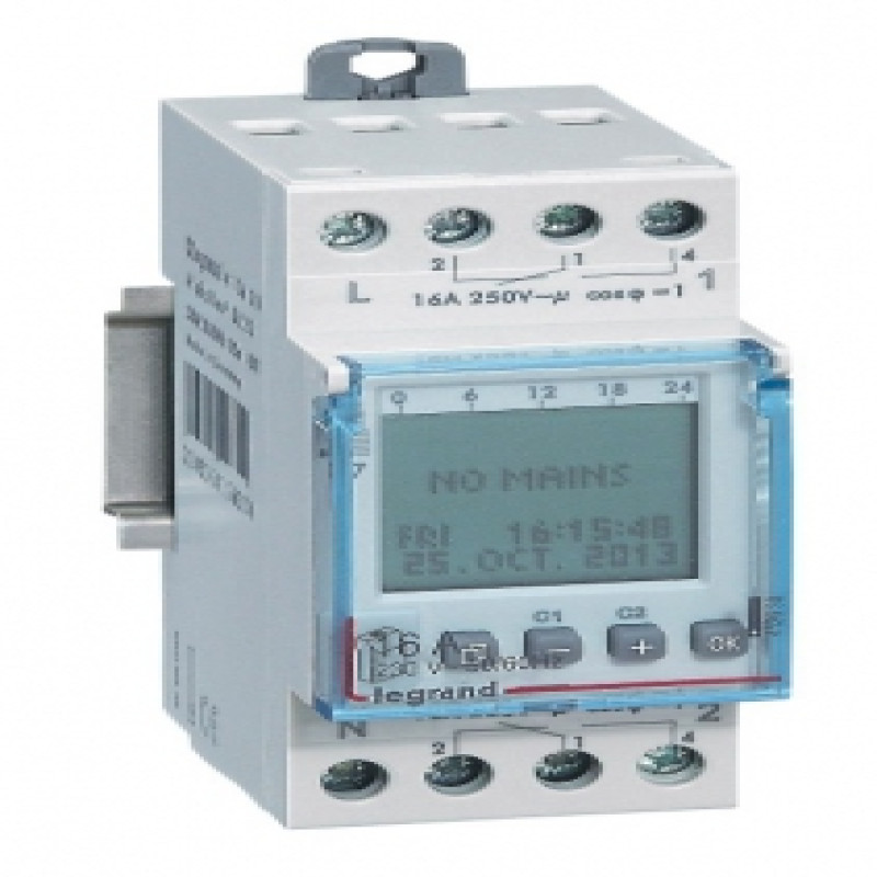 Legrand DX3 Time Switches - Alpharex3 yearly 2outputs - 230V~ 50/60Hz Astronomical function 2x3x28 =168 programmes (2P)