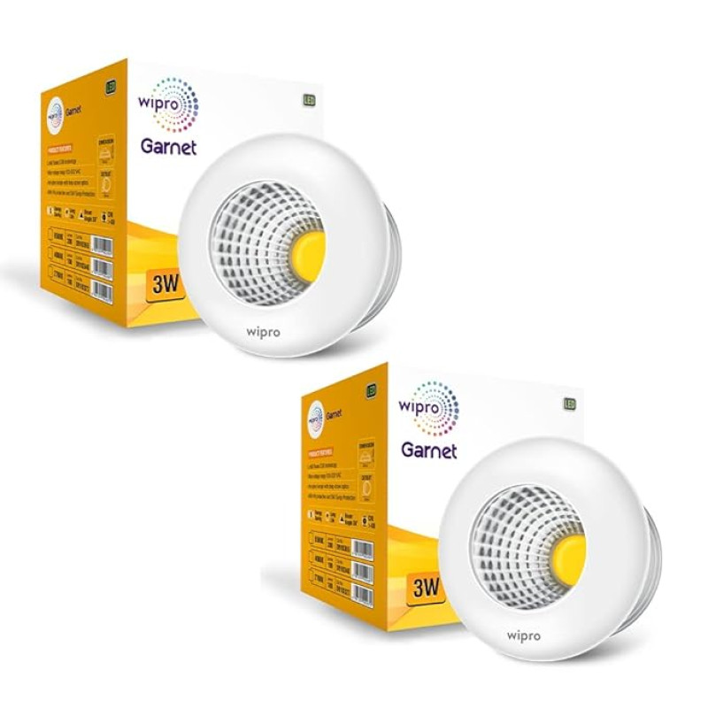 Wipro Garnet 3W LED Cabinet COB | Cool White Light (6500K) | Compact Design for Cabinets & Wardrobes | Pack of 2