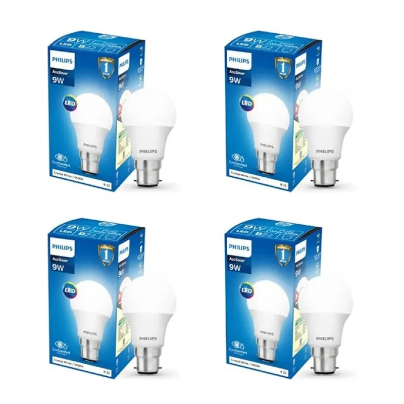 PHILIPS 9-Watts Multipack B22 LED Cool Day White LED Bulb, Pack of 4, (Ace Saver)