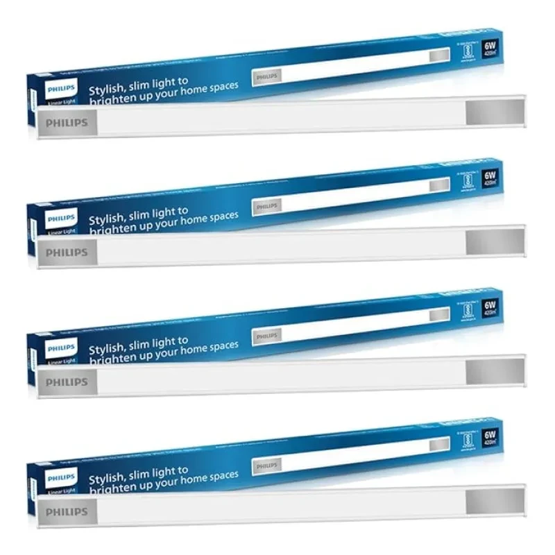 PHILIPS Space Glow 1ft LED Linear Cabinet Light | 6-watt LED Under Cabinet Wardrobe and Kitchen Light, Natural White, Pack of 4