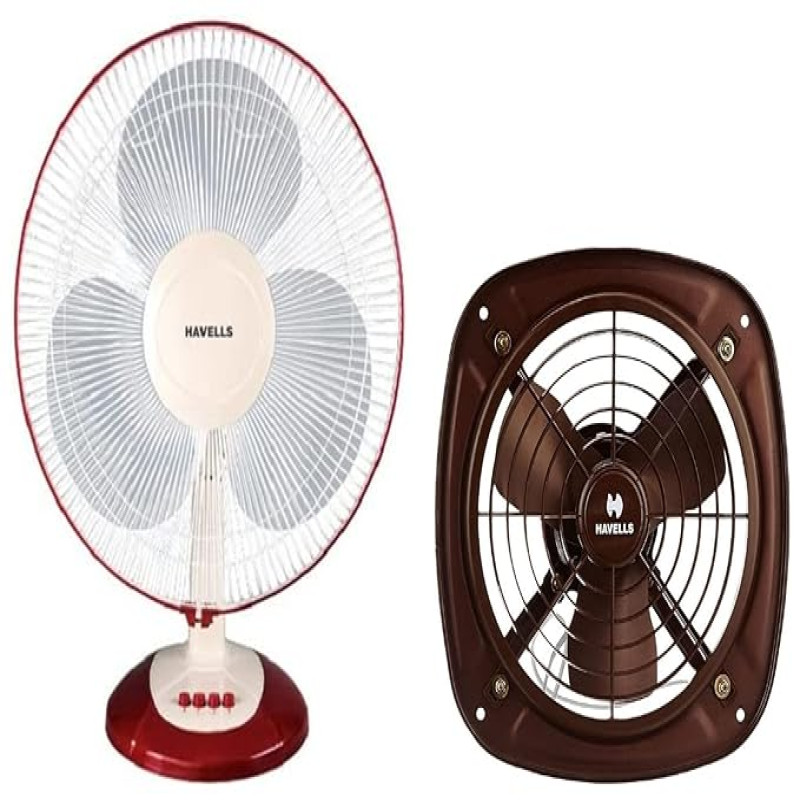 Havells Swing Lx 400mm Table Fan (Cherry) Ventil Air DSP 230mm Exhaust Fan (Choco Brown) (FHVVEMTBRN09)
