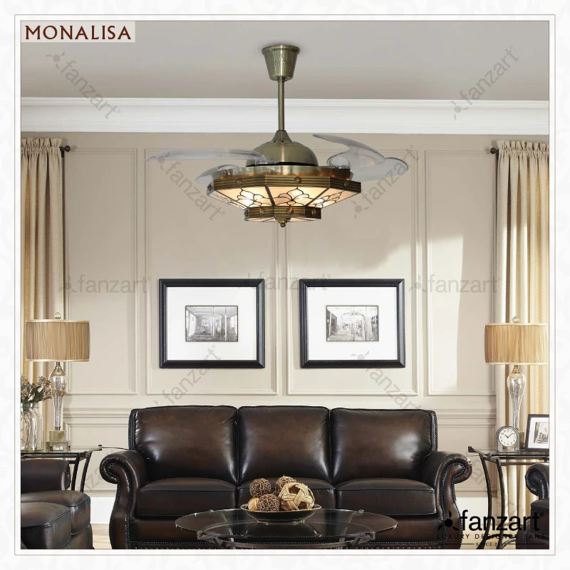Fanzart Monalisa – 44″ Classical fan with 4 x retractable ABS blades, Multi-Coloured LED and Remote Control