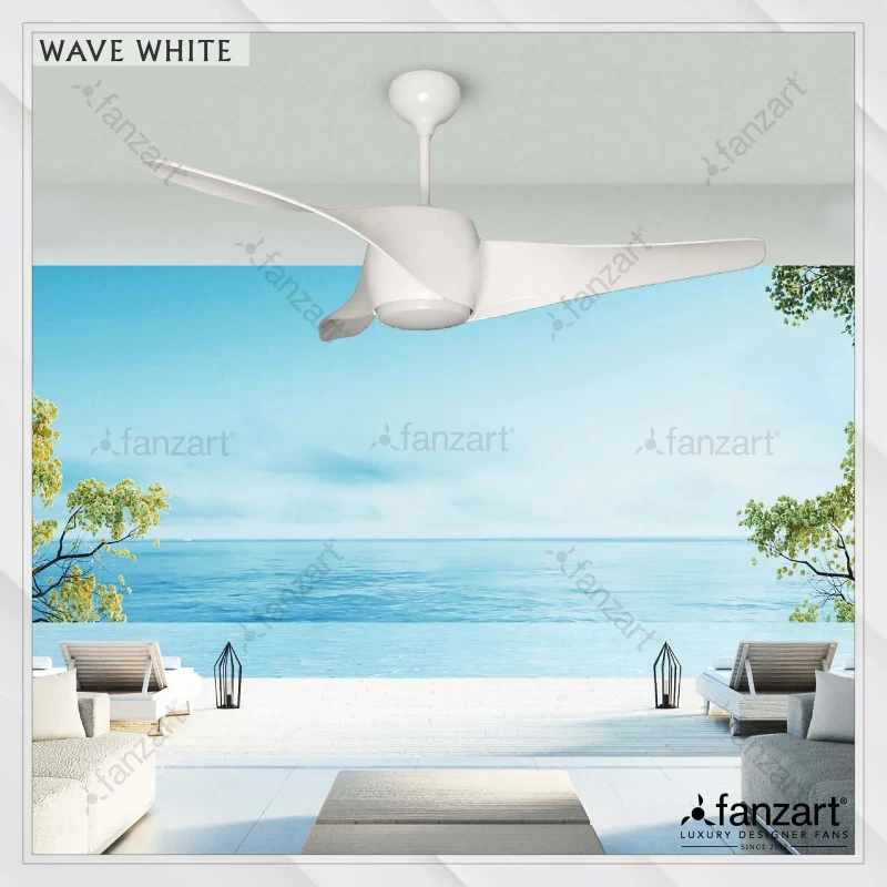 Fanzart Wave White- 52″ Modern fan with 3 x customisable ABS blades, BLDC motor and Remote Control