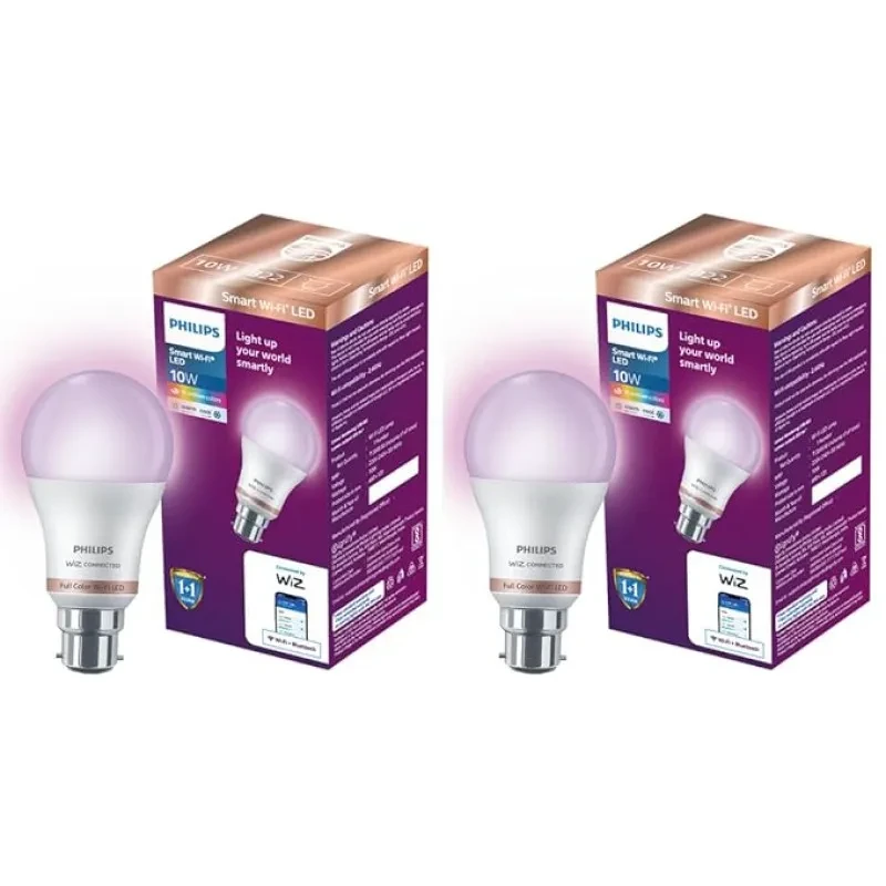 Philips Wiz Smart WI-Fi LED Bulb B22 10-Watt, 16 Million Colors , Compatible with Amazon Alexa and Google Assistant- (Pack of 2)