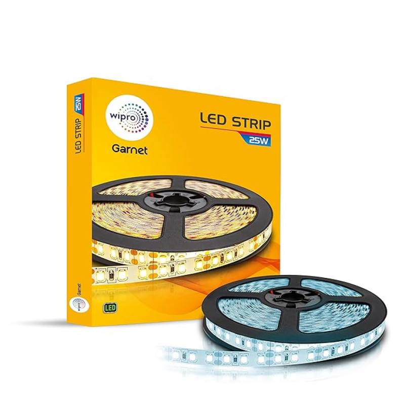 Wipro Plastic Garnet 25W Led Strip Light|Cool White|5 Meter Cove Light|300 LEDs|Strip Light for Home,Office,Indoor Use|Strip for False Ceiling,Tv Cabinet,Kitchen|Pack of 1(Without Driver)