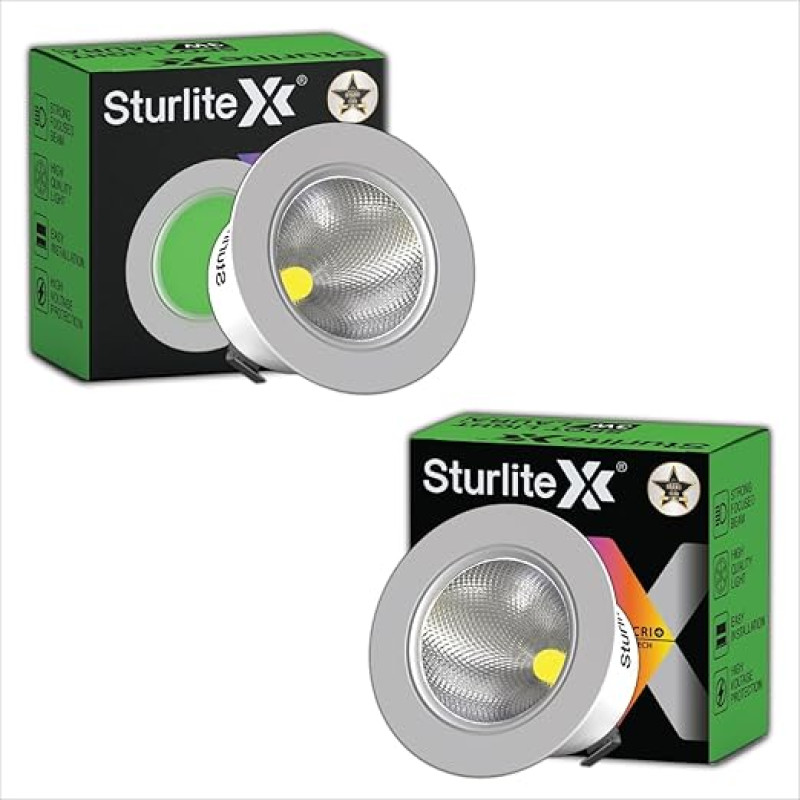 Sturlite Laura 3W LED Spotlight| Green Light Color| 36mm-Cutout & Compact Design Ceiling Ligh| CRI Tech With High Voltage Protection Downlight - Pack of 2