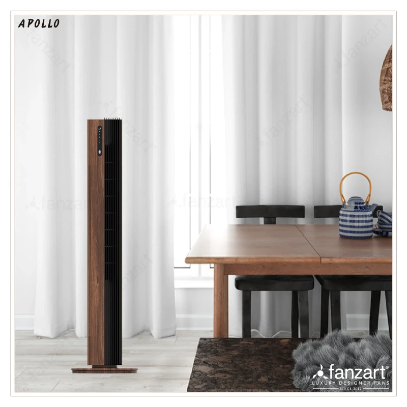 Fanzart Apollo Wooden – Bladeless Tower Fan with Built-in Electronic sterilization function, 90° Oscillation, Smart Touch LED Control Panel, Remote Control