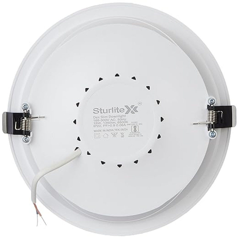 Sturlite Dex Round LED Downlight| Cool White Color Temperature| 800 Lumens with CRI Tech for Various Ceiling Types and Rooms - (15W, Pack of 1)