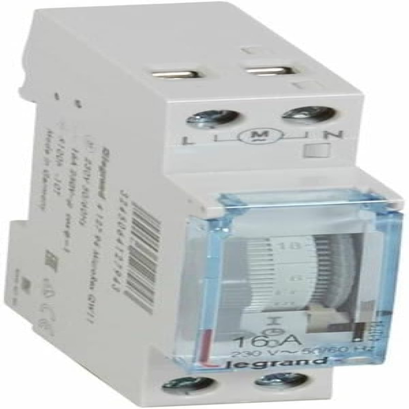 Legrand DX3 Analogue Time Switch Weekly Programme - Vertical Dial N/O Contact - with 100h working Reserve-Minimum Switching time: 2hrs (1M)
