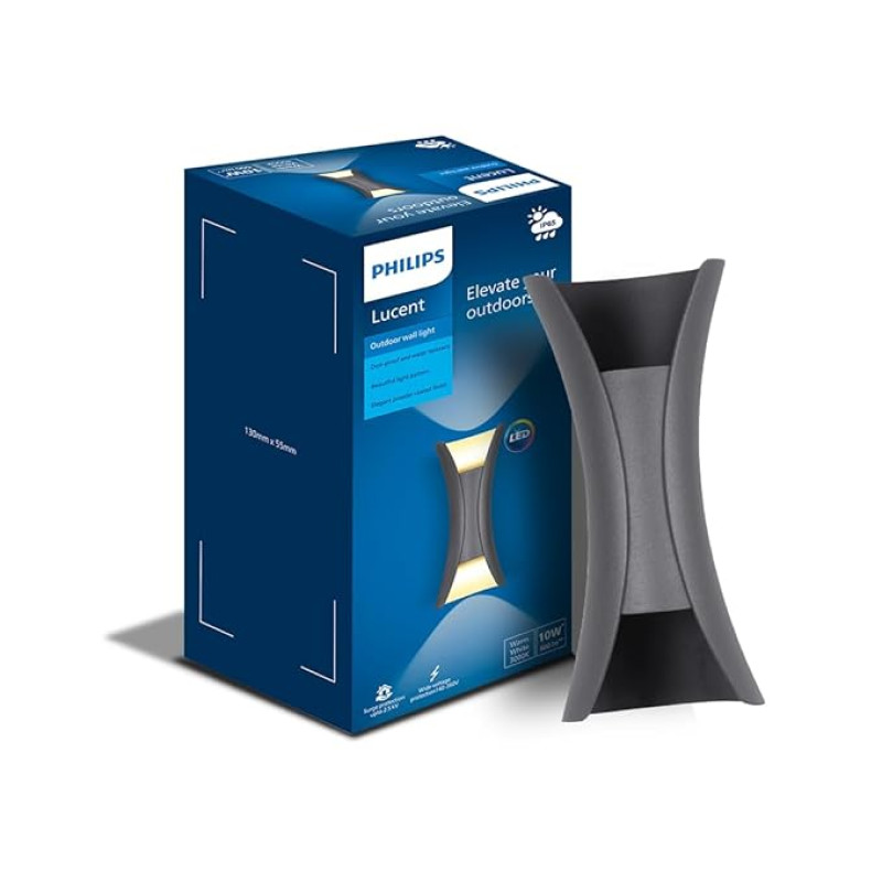 PHILIPS 10W Vertical decorative Wall Light | Lucent Outdoor Wall Light for Decoration | Colour : Warm White, Pack of 1
