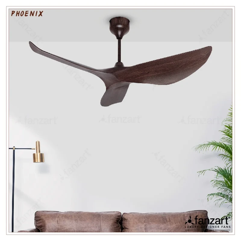 Fanzart. Phoenix Walnut – 52″ Modern Wooden Fan with 3 ABS Blades in Walnut Finish BLDC Motor, Summer-Winter Feature, Remote Control