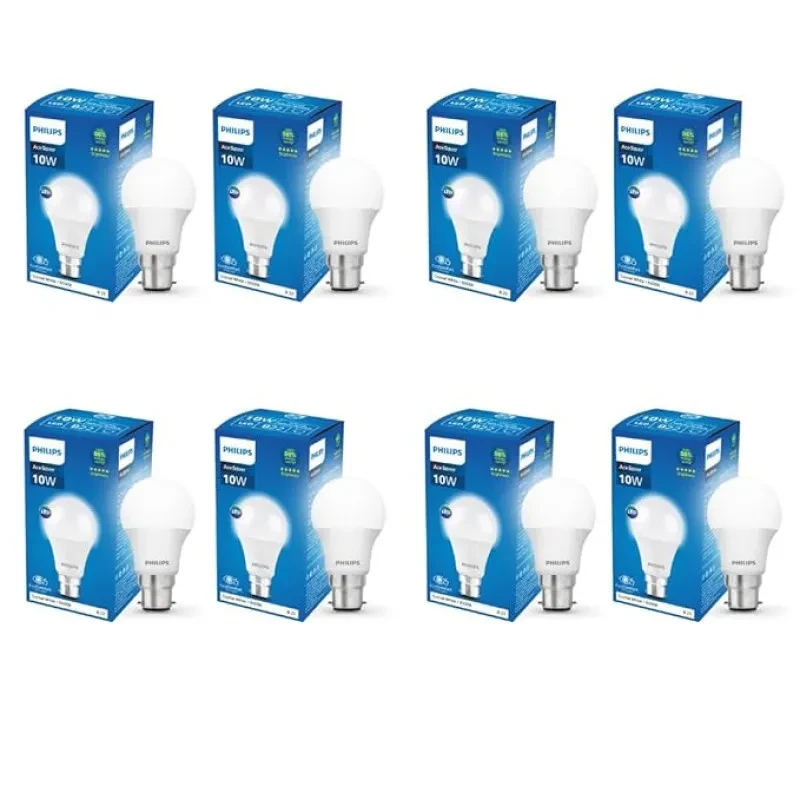 PHILIPS Ace Saver 10W B22 LED Bulb,900lm, Cool Day Light, Pack of 8