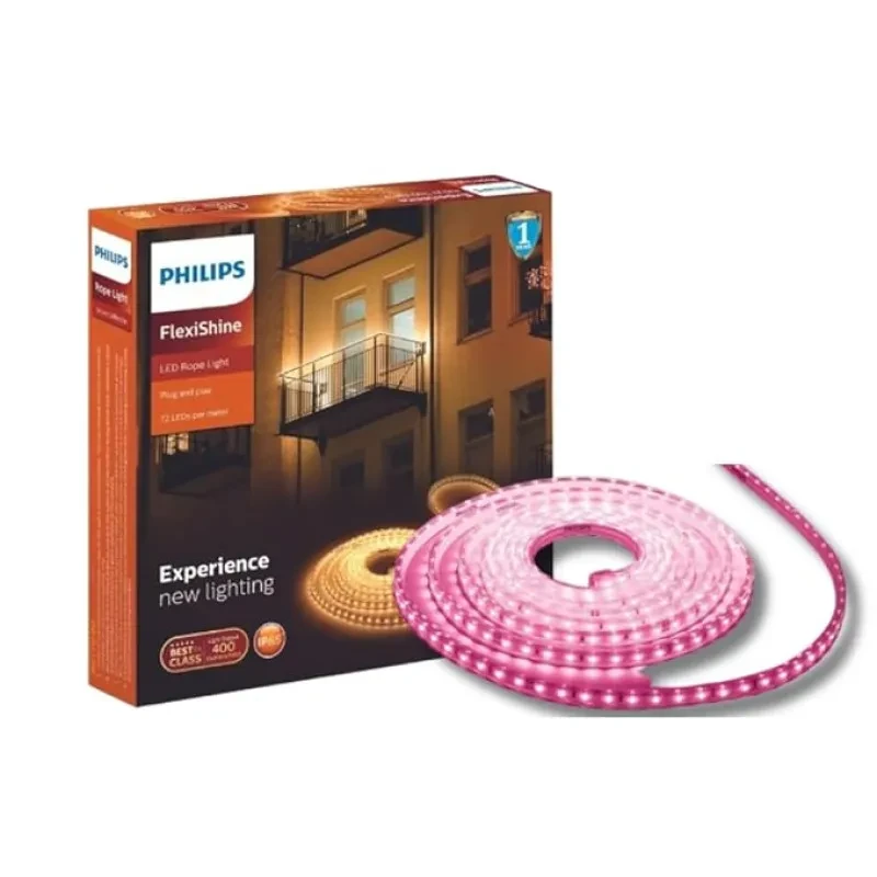 PHILIPS FlexiShine 5 Meter Plug n Play LED Rope Light (Pink) - Waterproof (IP65 Rated) and Flexible