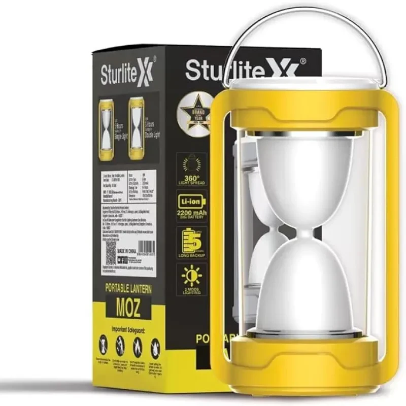 Sturlite Moz 18W LED Portable Lantern| 360° Light Spread| 2200mAh Rechargeable Li-ion Battery| Upto 5Hrs Long Battery Back Up| 2 Brightness Modes LED Lamp - (Pack of 1)