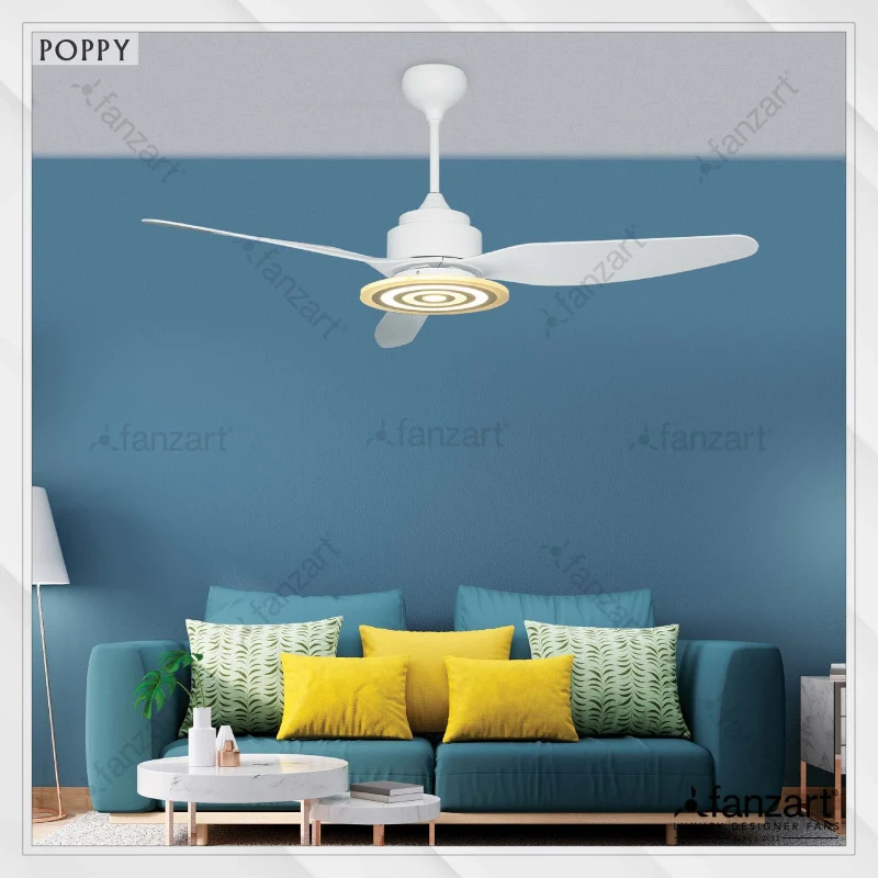 Fanzart Poppy – 54” Modern fan with 3 x Matte White ABS blades, Multi Coloured LED and Remote control