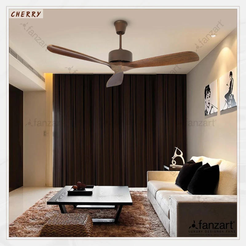 Fanzart Cherry – 52″ Contemporary Wood Crafted fan with 3 x Customisable Natural wooden blades