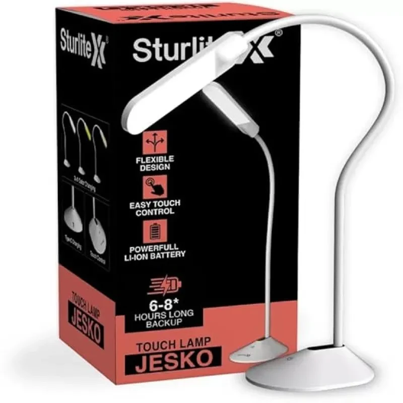 Sturlite Jesko 6W Rechargeable LED Table Lamp| (3 in 1) Color Changing Light| (4-5)Hrs Charging Time & (6-8)Hrs Li-ion Battery Backup Desk Lamp| Type-C Charging With Touch Control - (Pack of 1) White