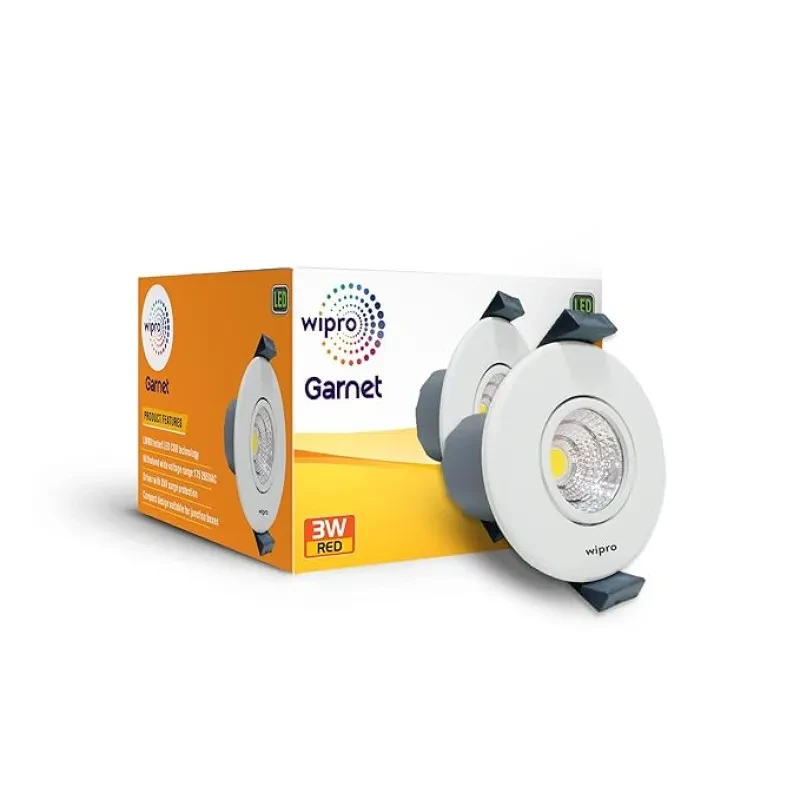 Wipro Garnet 3W Round LED Mini Spotlight |COB Spotlight for Ceiling|Red Color | Adjustable Design | Recessed Tiltable Downlighter for False Ceiling | Cutout - 58mm |Pack of 4