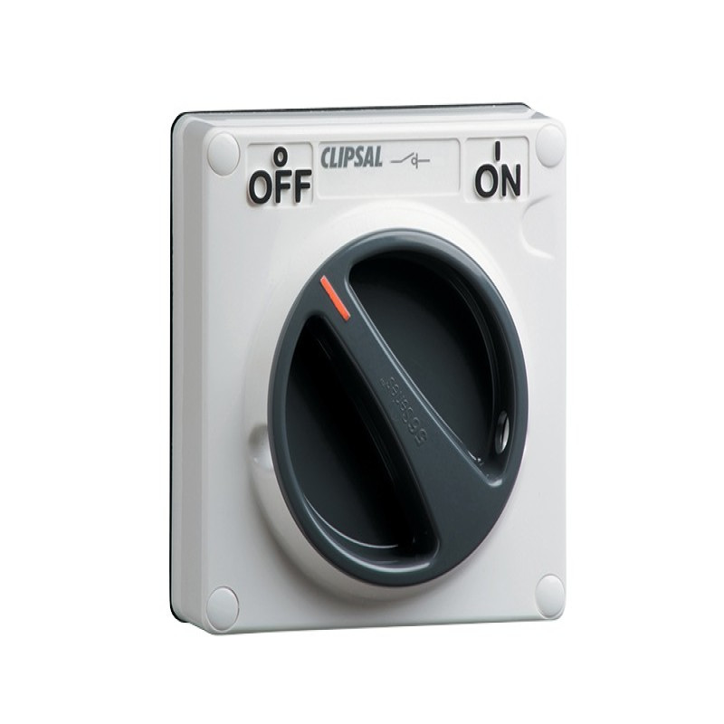Schneider 56 Series PVC IP66 - 32A 1 Gang 1 Pole  Less Surface Switch - Enclosure (56SW132LE-GY)