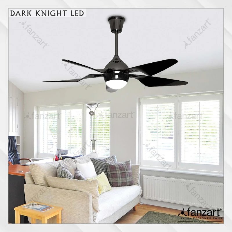 Fanzart Dark Knight LED – 48” Modern fan with 5 x Palm Shape ABS Nickel Black blades with Multi Coloured LED and optional Remote Control Integration