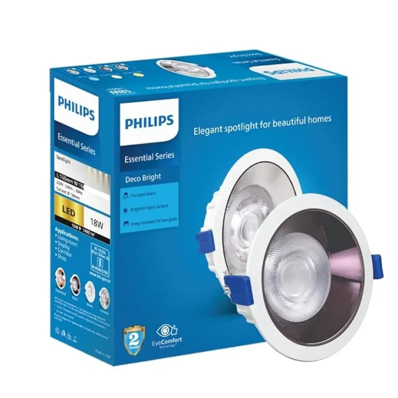 PHILIPS 18 Watt Black Reflector LED Ceiling COB Round Spot Light with Focused Beam | Cut Out: 138mm | Cool Day Light, Pack of 1 (Deco Bright)