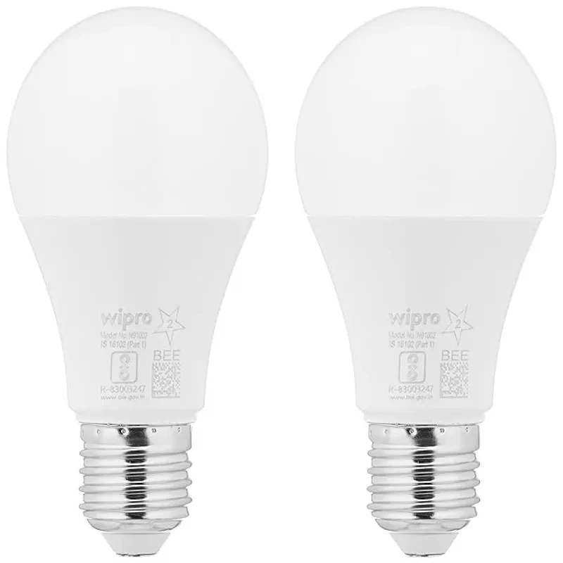 wipro Garnet 9W LED Bulb for Home & Office |Warm White (2700K) | E27 Base|220 degree Light coverage |4Kv Surge Protection |400V High Voltage Protection |Energy Efficient | Pack of 2