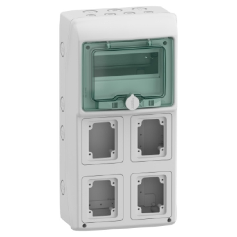 Schneider WeatherProof Enclosure (suitable to mount modular devices 16A / 32A sockets ) - Power outlet - 8 module 4 Horizontal Opening - ( 13179)