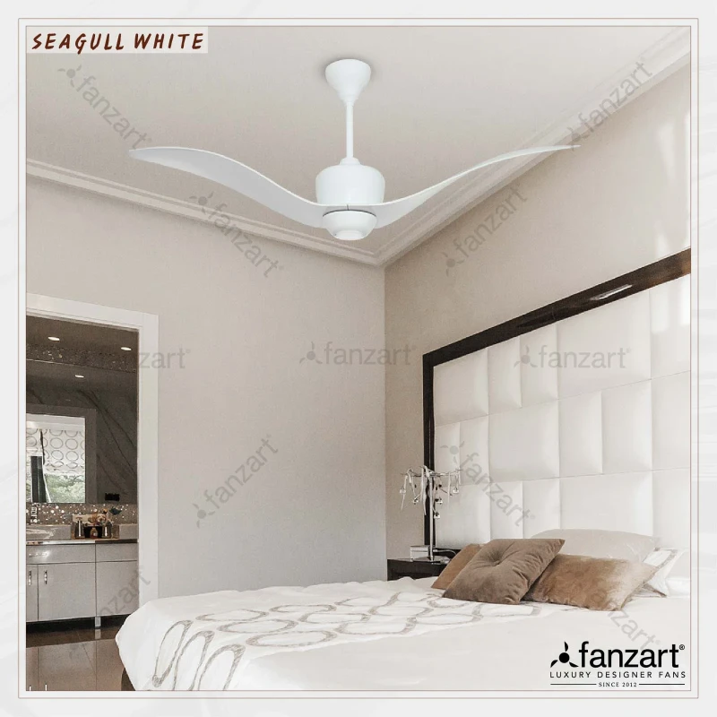 Fanzart Seagull White – 52″ Modern fan with 2 x ABS Glossy White blades, BLDC motor, Summer-Winter feature and Remote Control
