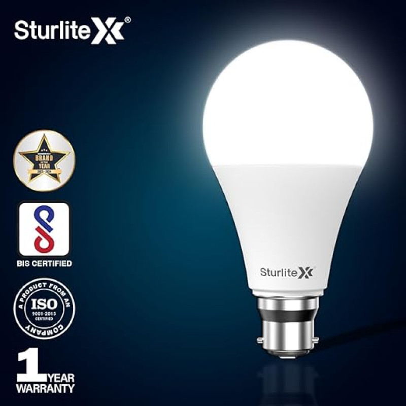 Sturlite LIV 16 Watt LED Bulb| 6500K Cool White Color Temperature| CRI Technology| BIS & BEE Approved Light| 1680 Lumens, 440V High Voltage Protection & Energy Efficicent Lighting for Home - Pack of 1