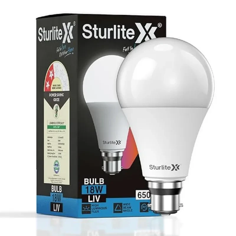 Sturlite LIV 18 Watt LED Bulb| 6500K Cool White Color Temperature| CRI Technology| BIS & BEE Approved Light| 1890 Lumens, 440V High Voltage Protection & Energy Efficicent Lighting for Home - Pack of 1