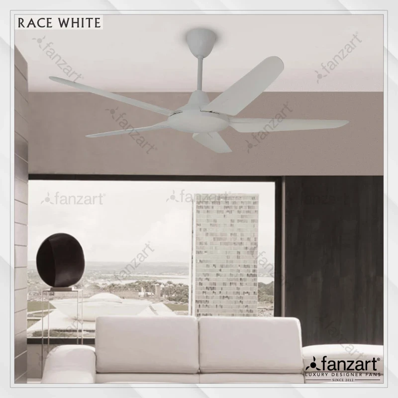Fanzart Race White (DC) – 52″ Modern fan with 5 x Matte White ABS blades, Summer-Winter feature and with Remote Control Integration