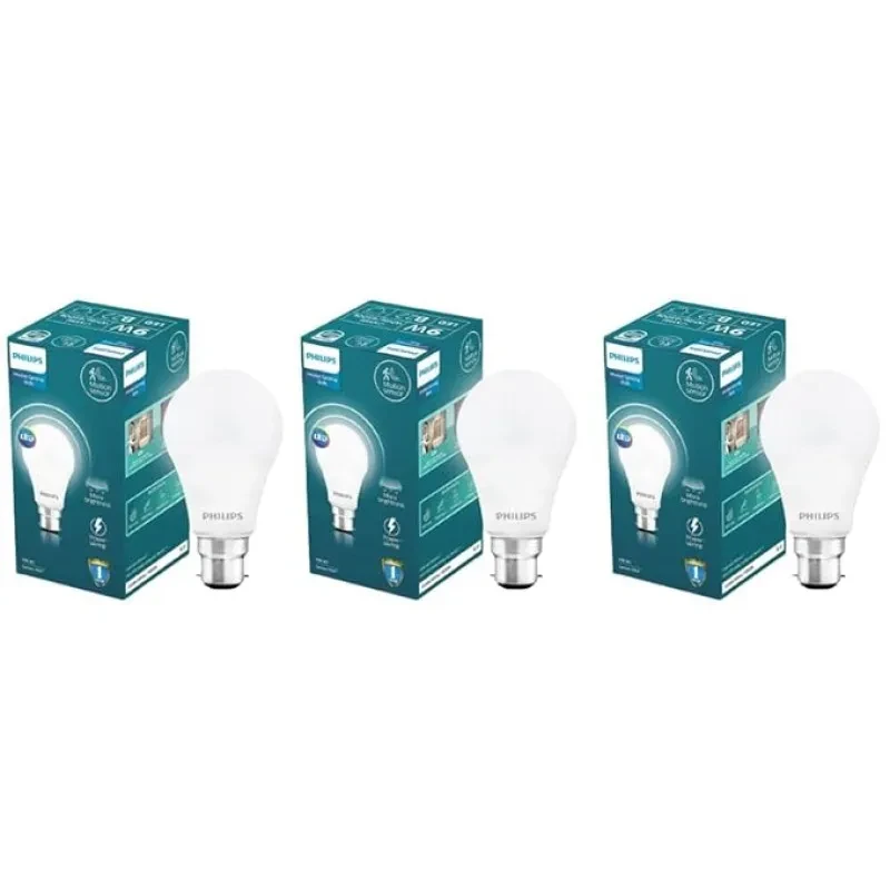 PHILIPS Motion Sensor B22 LED Bulb | Motion Sensor Light for Home | Motion Sensor LED Bulb | Crystal White, Pack of 3