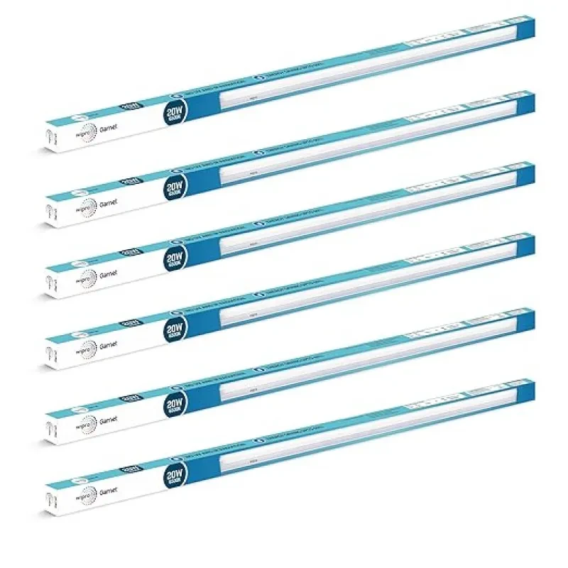 Wipro Garnet 20W LED Batten for Living Room & Bedroom | Bright & Energy Efficient Tubelight for Home | Cool Day Light (6500K) with 2000 lumen|4Feet, Pack of 6
