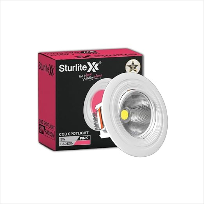 Sturlite Radeon 3W LED Spotlight| Pink Light Color| 36mm-Cutout & Compact Design Ceiling Ligh| CRI Tech With High Voltage Protection Downlight - Pack of 1