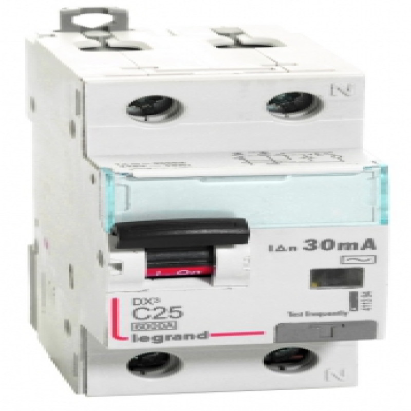 Legrand DX3 RCBOs 6kA - Double Pole 240 V~ (25A - 30mA) Type - AC