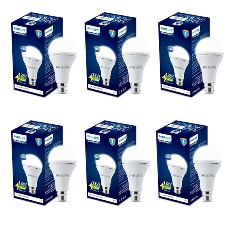 Philips 12W Emergency Bulb | Rechargeable Emergency Bulb for Power Cuts | Backup : Upto 4hrs, Cool Day Light,Pack of 6