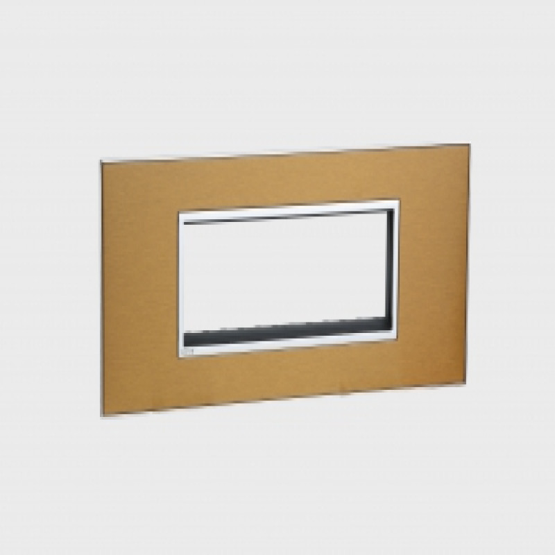 Legrand Arteor Metal Finish Square Cover Plate w Overmoulded Plate 6 Module (Gold Brass & Stainless Steel)