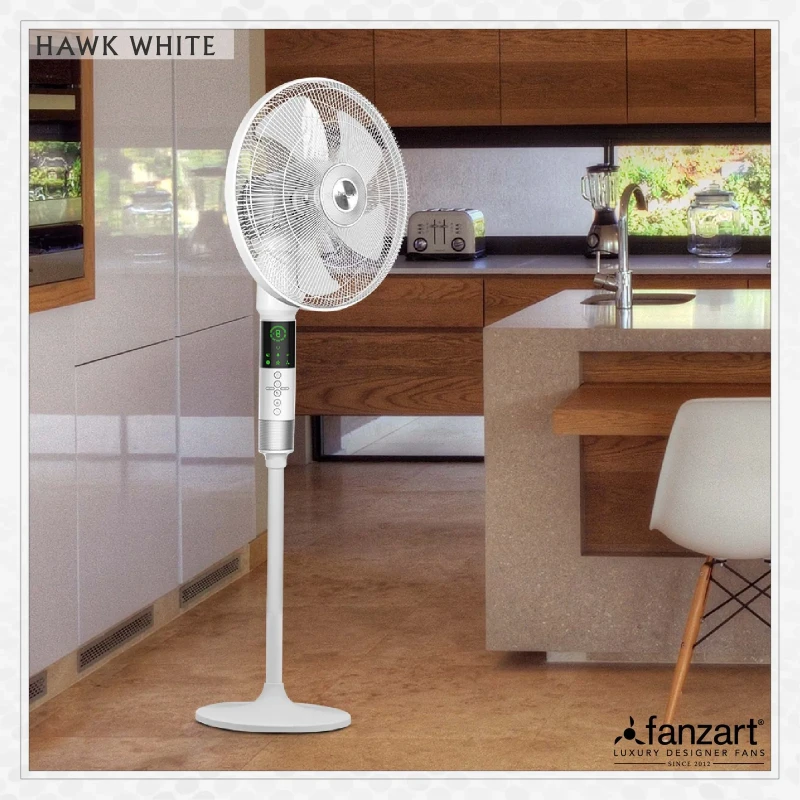 Fanzart  Hawk White – Pedestal Fan with ECO Feature, 360° Oscillation, Remote Control