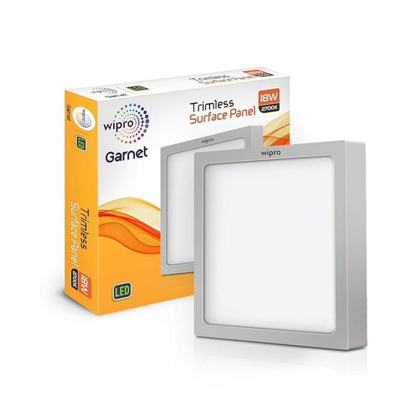 Wipro D651827 Garnet 18-Watt Trimless Panel Light (Warm White, Yellow, Square)
