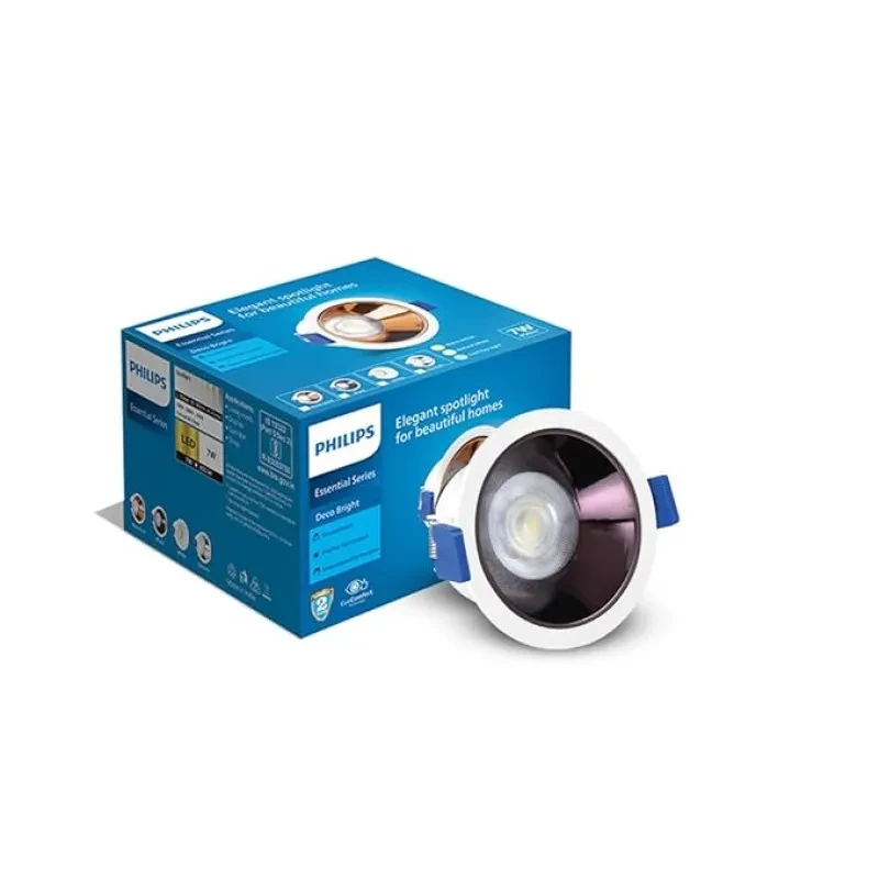 PHILIPS 7 Watt Black Reflector LED Ceiling COB Round Spot Light with Focused Beam | Cut out: 75mm | Natural White, Pack of 1 (Deco Bright)