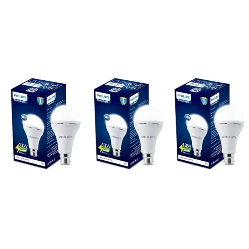 Philips 12W Emergency Bulb | Rechargeable Emergency Bulb for Power Cuts | Backup : 4hrs, Cool Day Light,Pack of 3